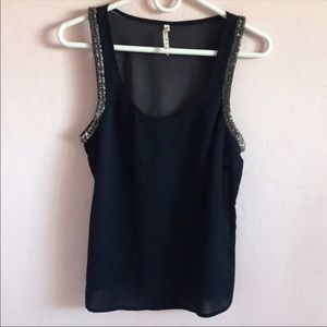 Navy sequin tank top
